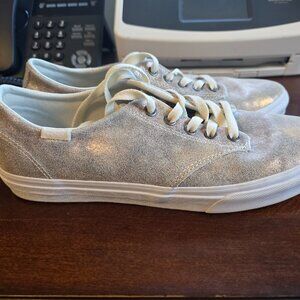 VANS Women 9.5 Metallic Glitter Lace Up Sneakers Shoes 721356 Skate GUC!